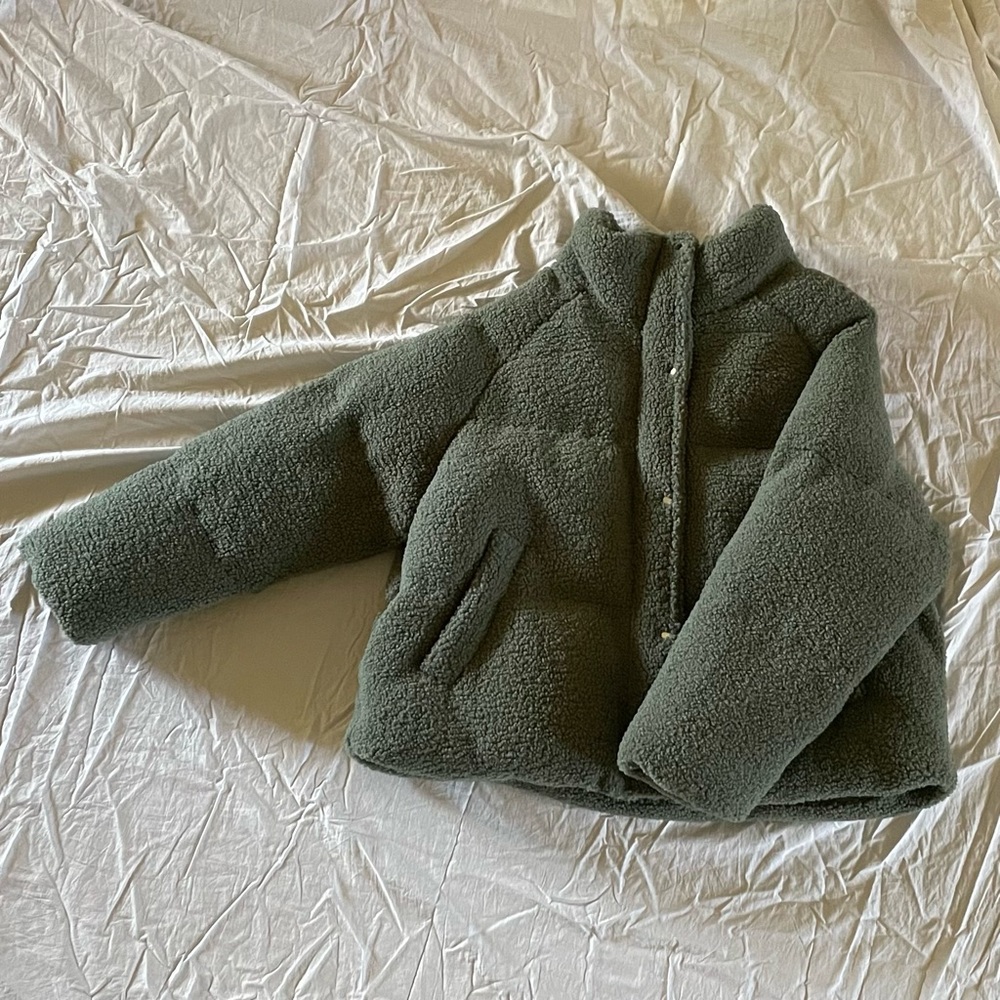 ASOS oversized puffer jacket in sage green